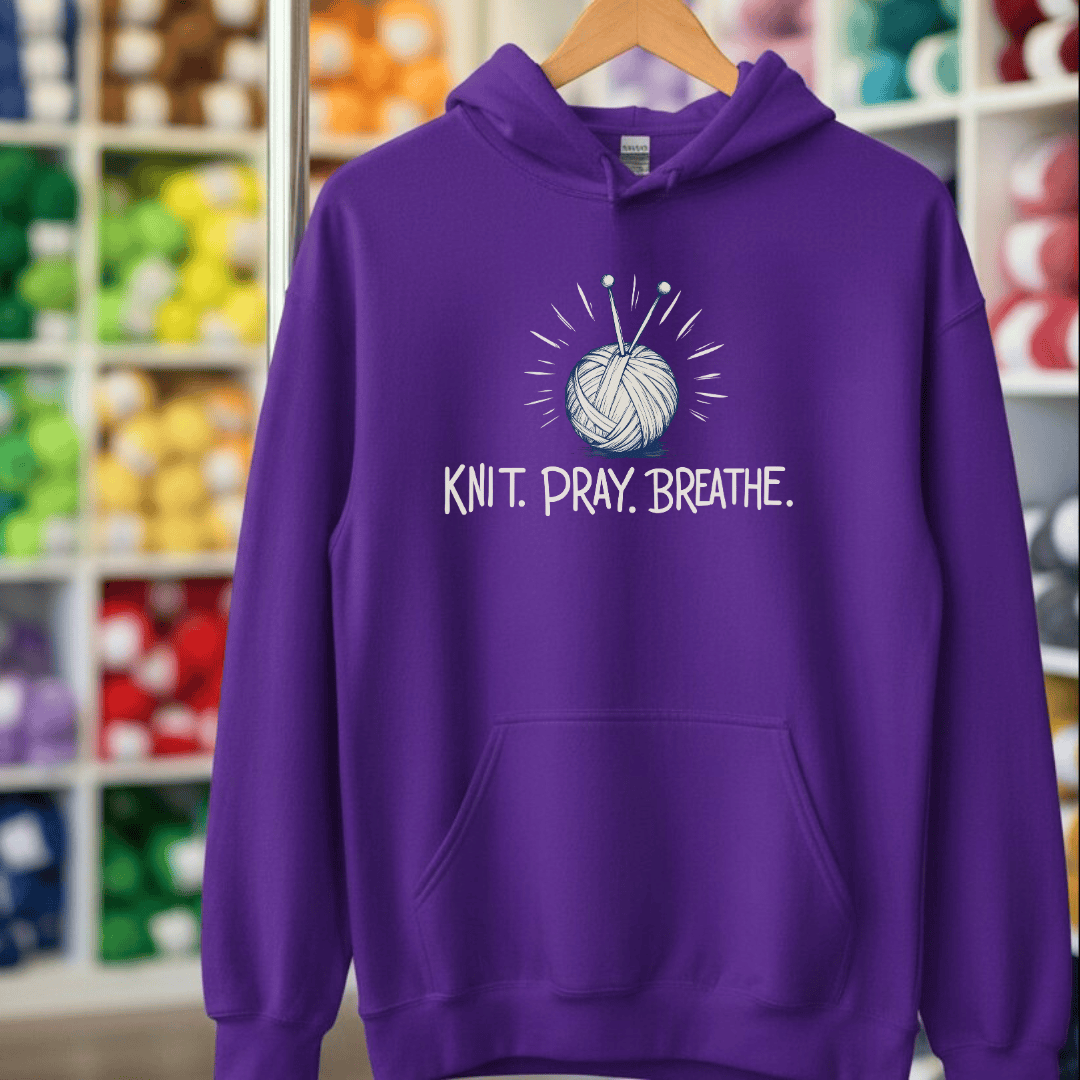 Knit Pray Breathe Hoodie Purple / S