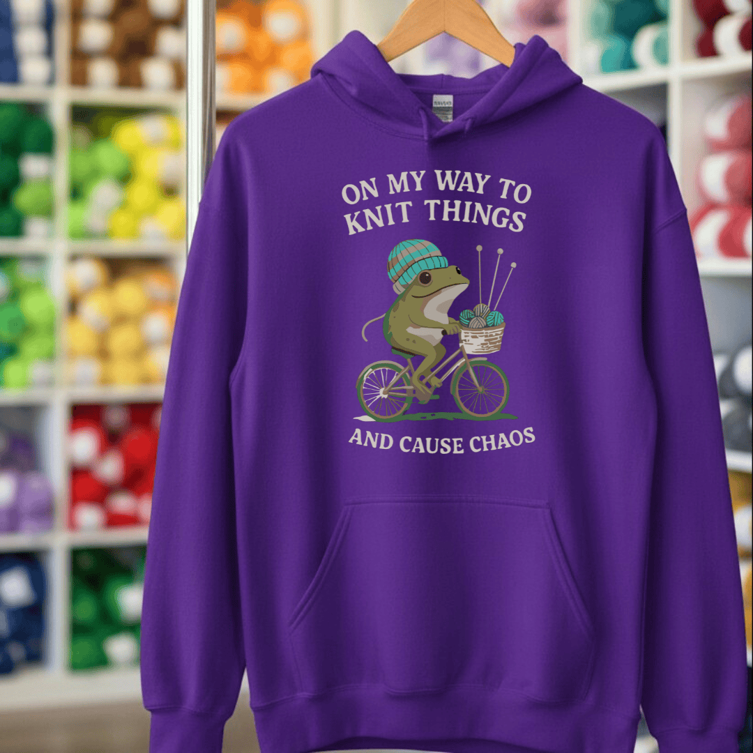 Knitting & Chaos Hoodie Purple / S