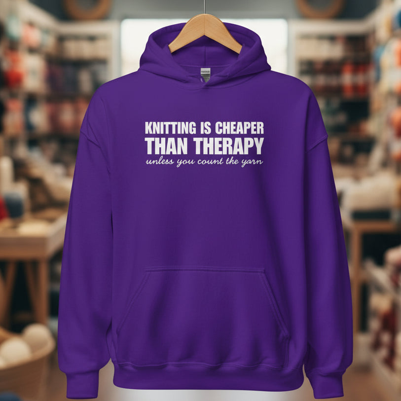 Knitting is Cheaper Hoodie Purple / S