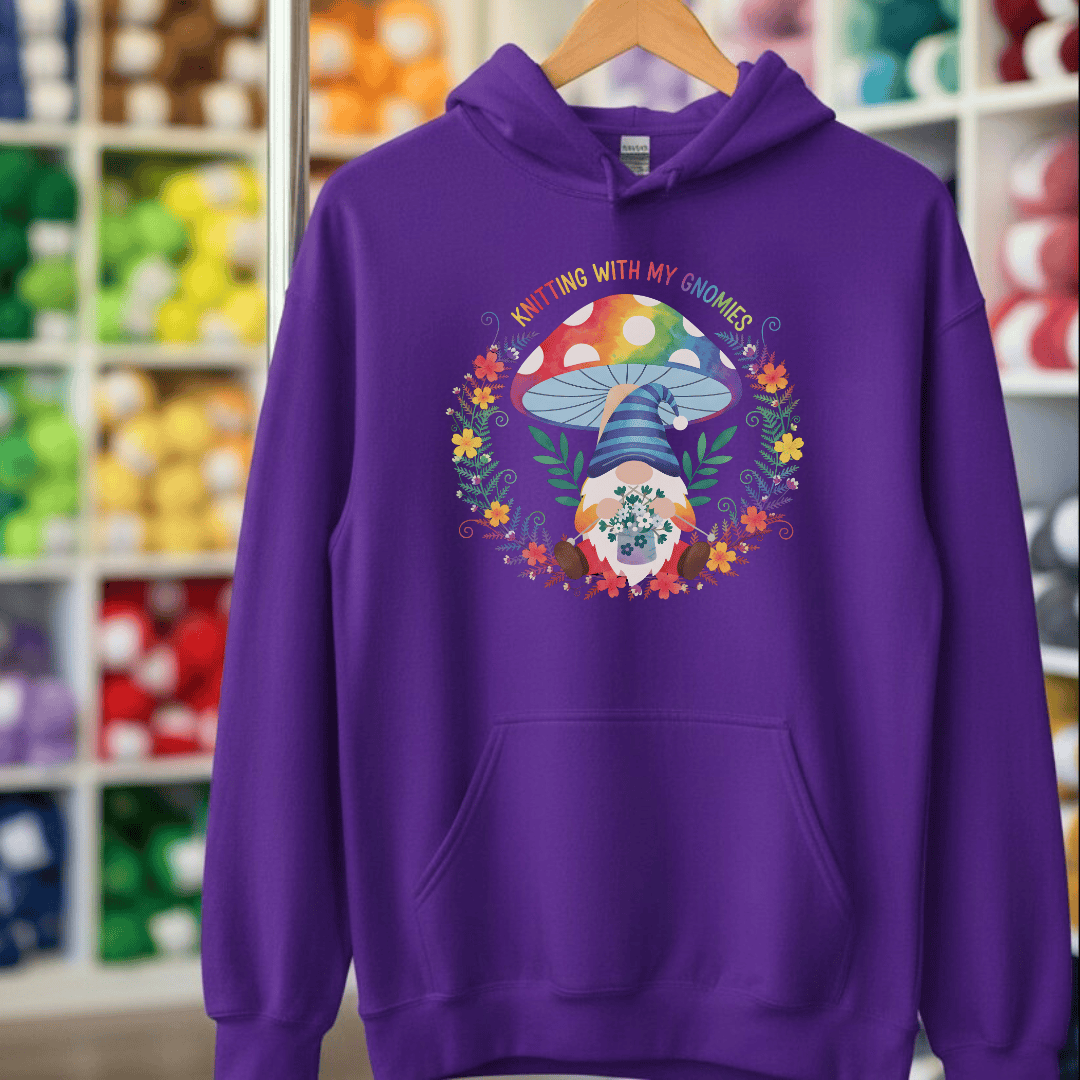 Knitting With My Gnomies Hoodie Purple / S