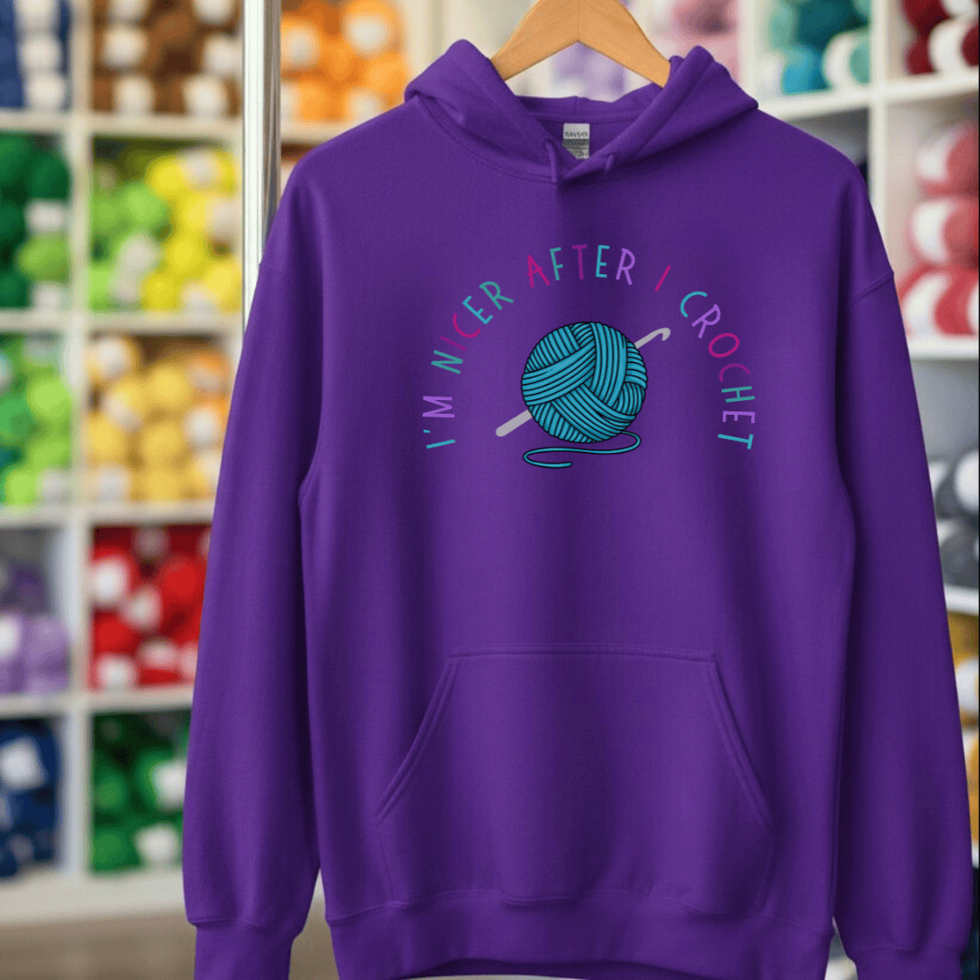 Nicer After Crochet Hoodie Purple / S