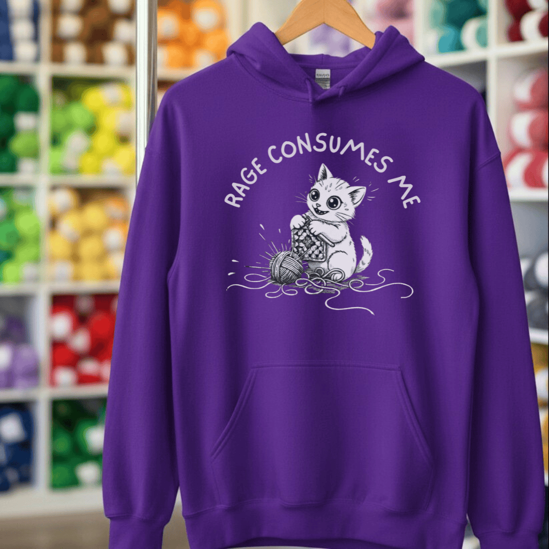 Rage Consumes Me Crochet Hoodie Purple / S