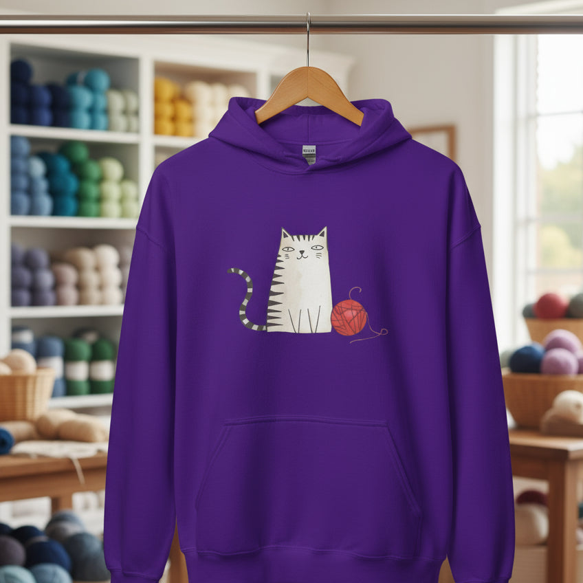 Sketchy Cat Hoodie Purple / S
