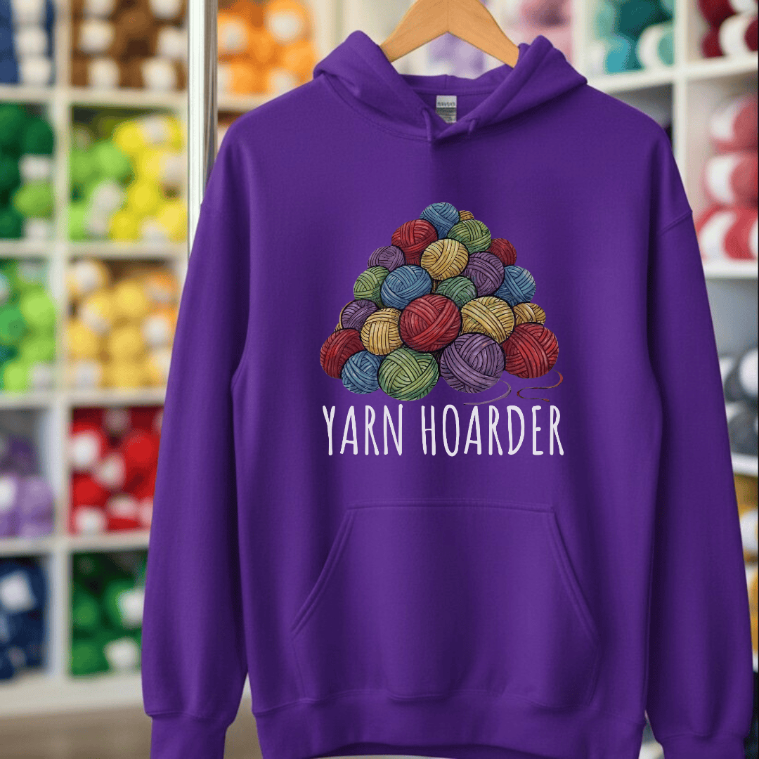 Yarn Hoarder Pile Hoodie Purple / S