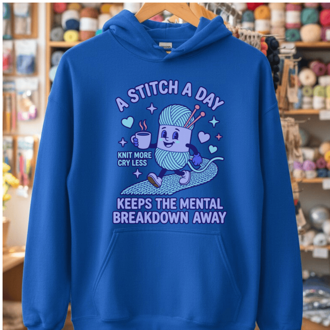 A Stitch A Day Hoodie Royal / S