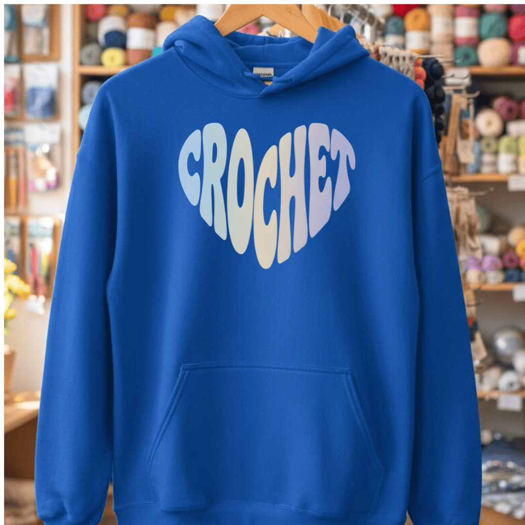 Crochet Heart Pastel Hoodie Royal / S