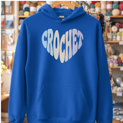 Crochet Heart Pastel Hoodie Royal / S