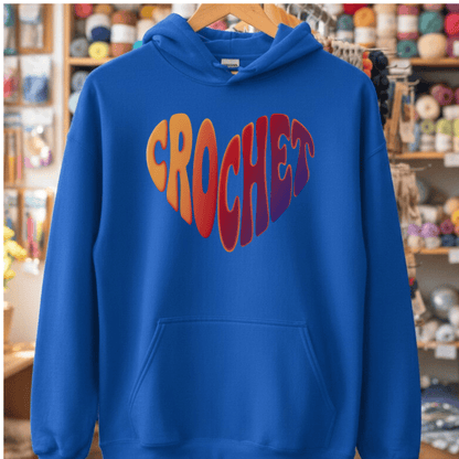 Crochet Heart Sunset Hoodie Royal / S