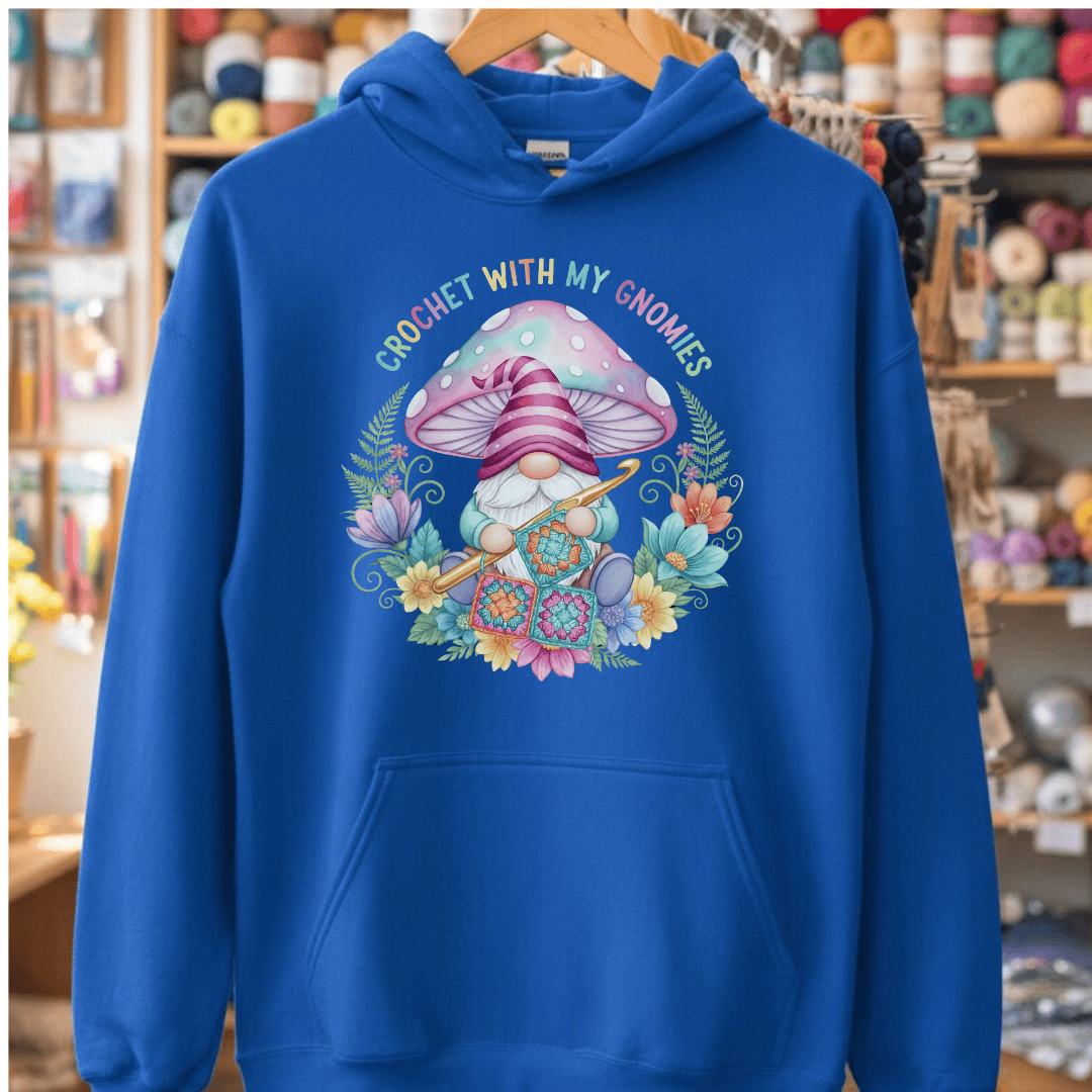 Crochet With My Gnomies Hoodie Royal / S