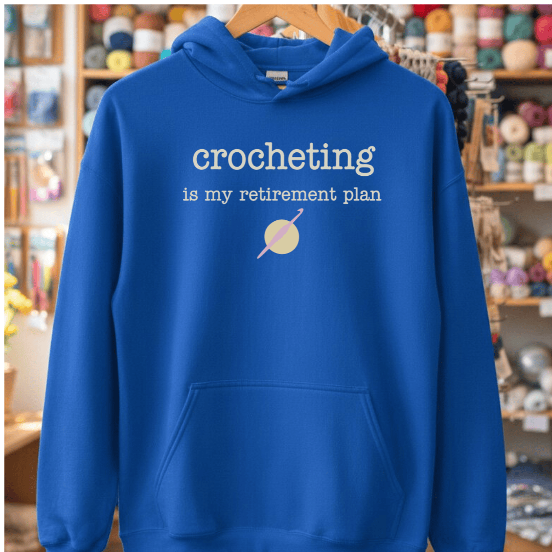 Crocheting Retirement Plan Hoodie Royal / S