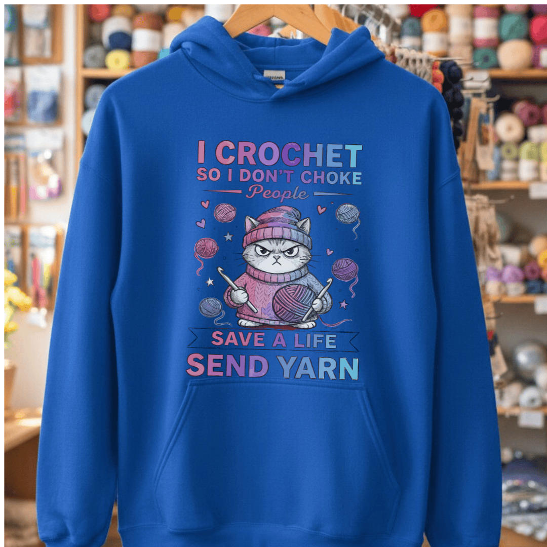 I Crochet So I Don't Choke People Hoodie Royal / S