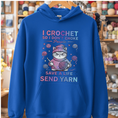 I Crochet So I Don't Choke People Hoodie Royal / S
