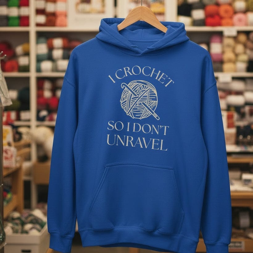 I Crochet So I Don't Unravel Hoodie Royal / S