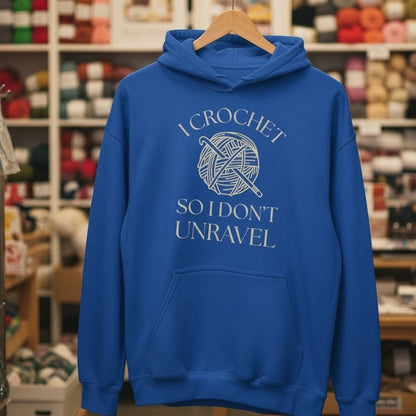I Crochet So I Don't Unravel Hoodie Royal / S