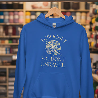 I Crochet So I Don't Unravel Hoodie Royal / S
