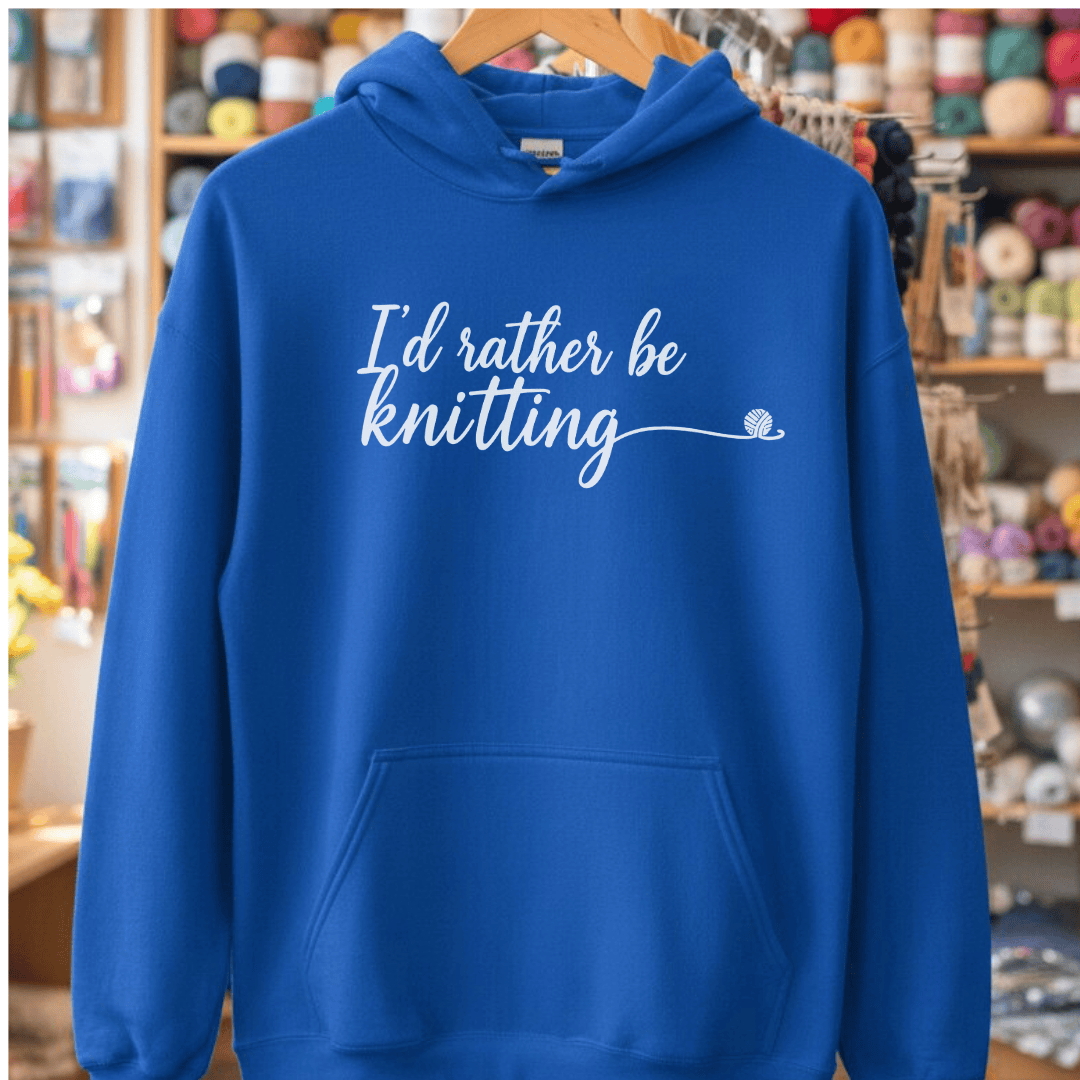 I'd Rather Be Knitting Hoodie Royal / S