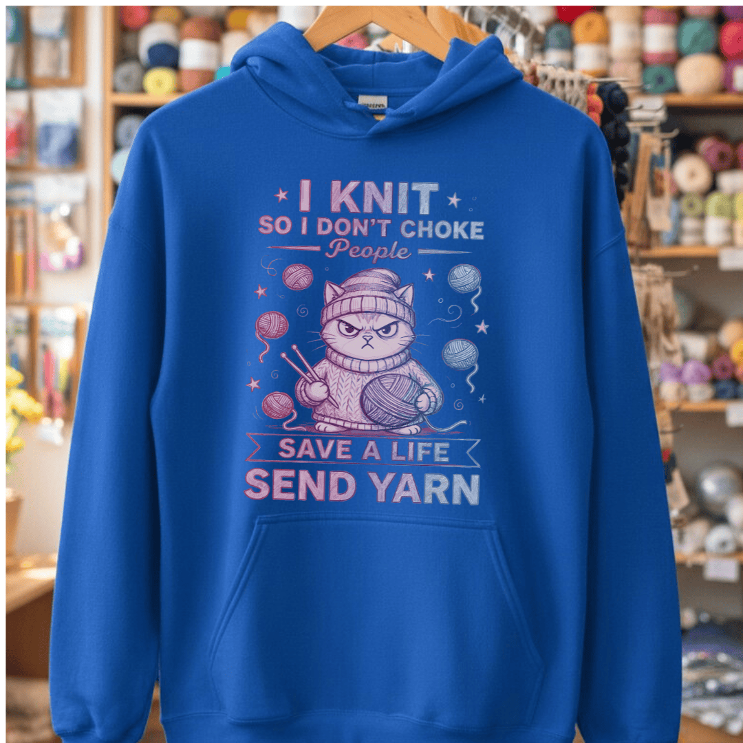 I Knit So I Don't Choke People Hoodie Royal / S