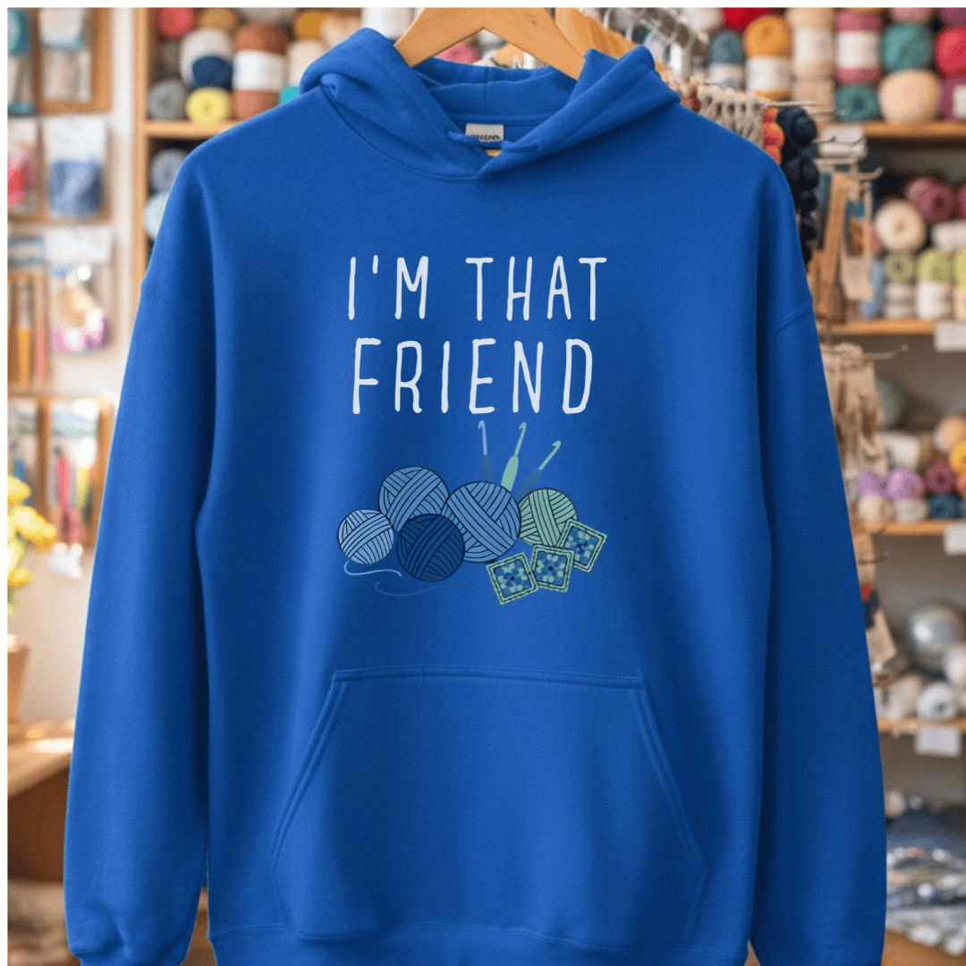 I'm That Crochet Friend Hoodie Royal / S