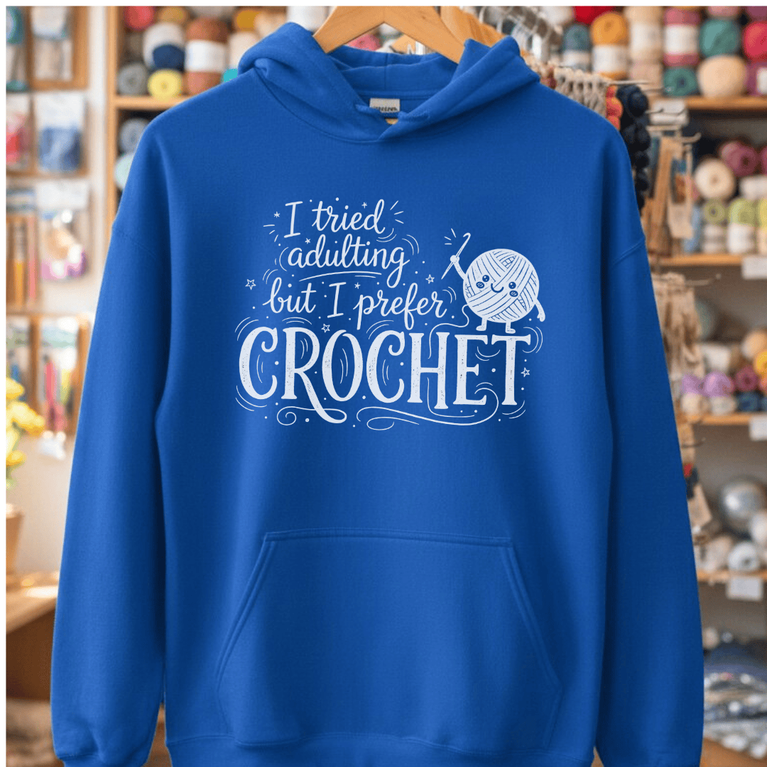 I Prefer Crochet Hoodie Royal / S
