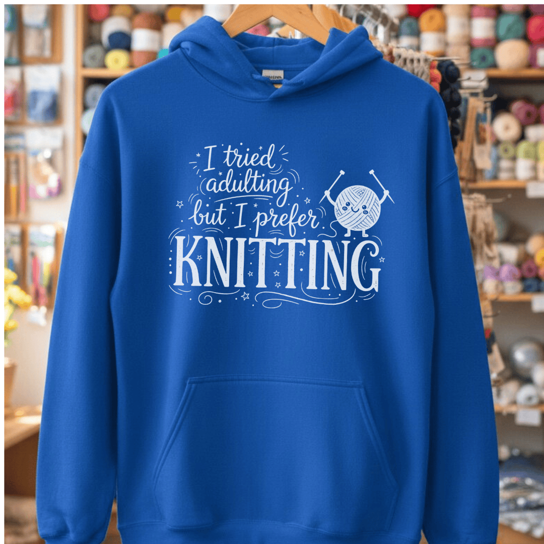 I Prefer Knitting Hoodie Royal / S