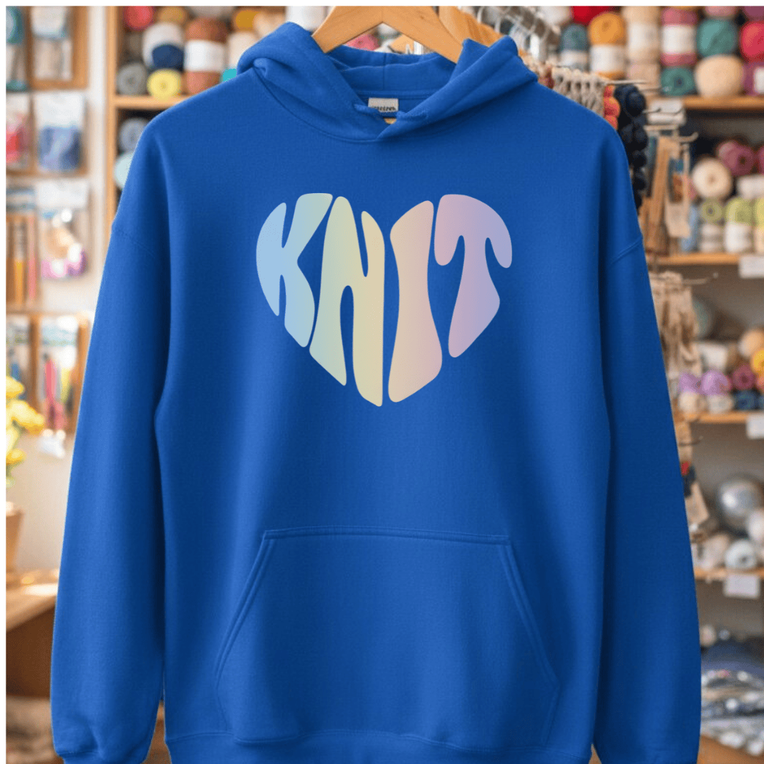 Knit Heart Pastel Hoodie Royal / S