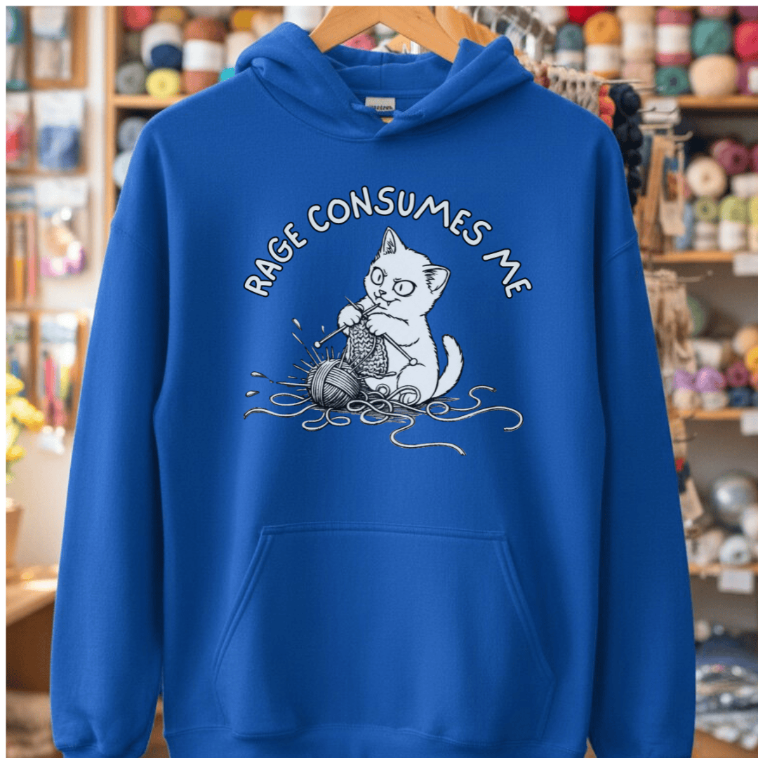 Knitting Rage Consumes Me Hoodie Royal / S