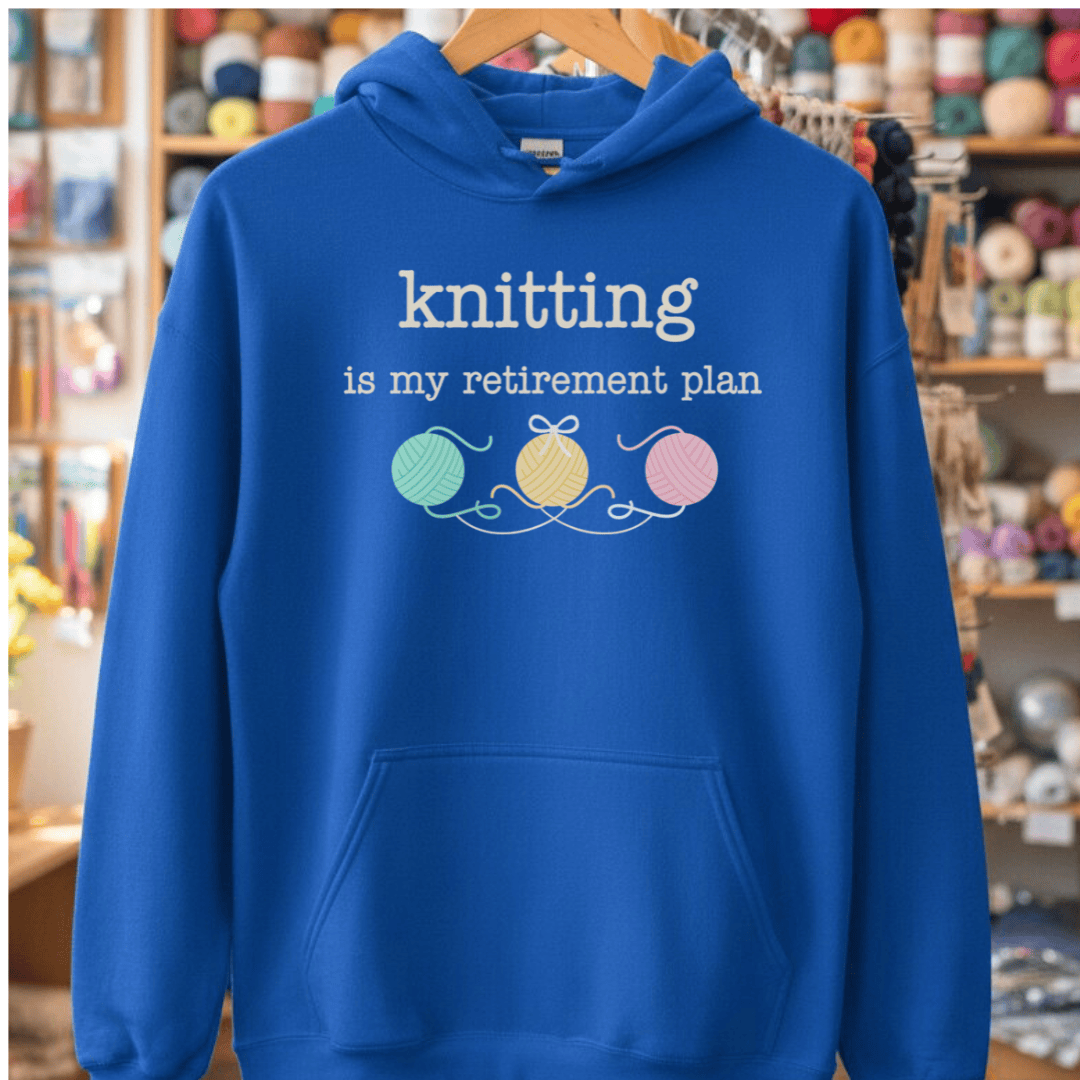 Knitting Retirement Plan Hoodie Royal / S