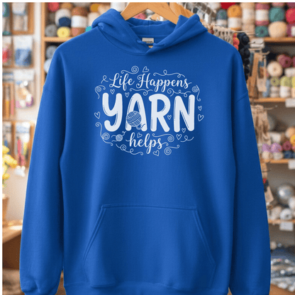 Life Happens, Yarn Helps Hoodie Royal / S