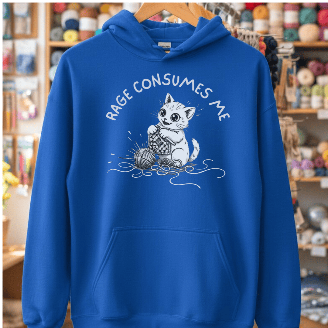Rage Consumes Me Crochet Hoodie Royal / S