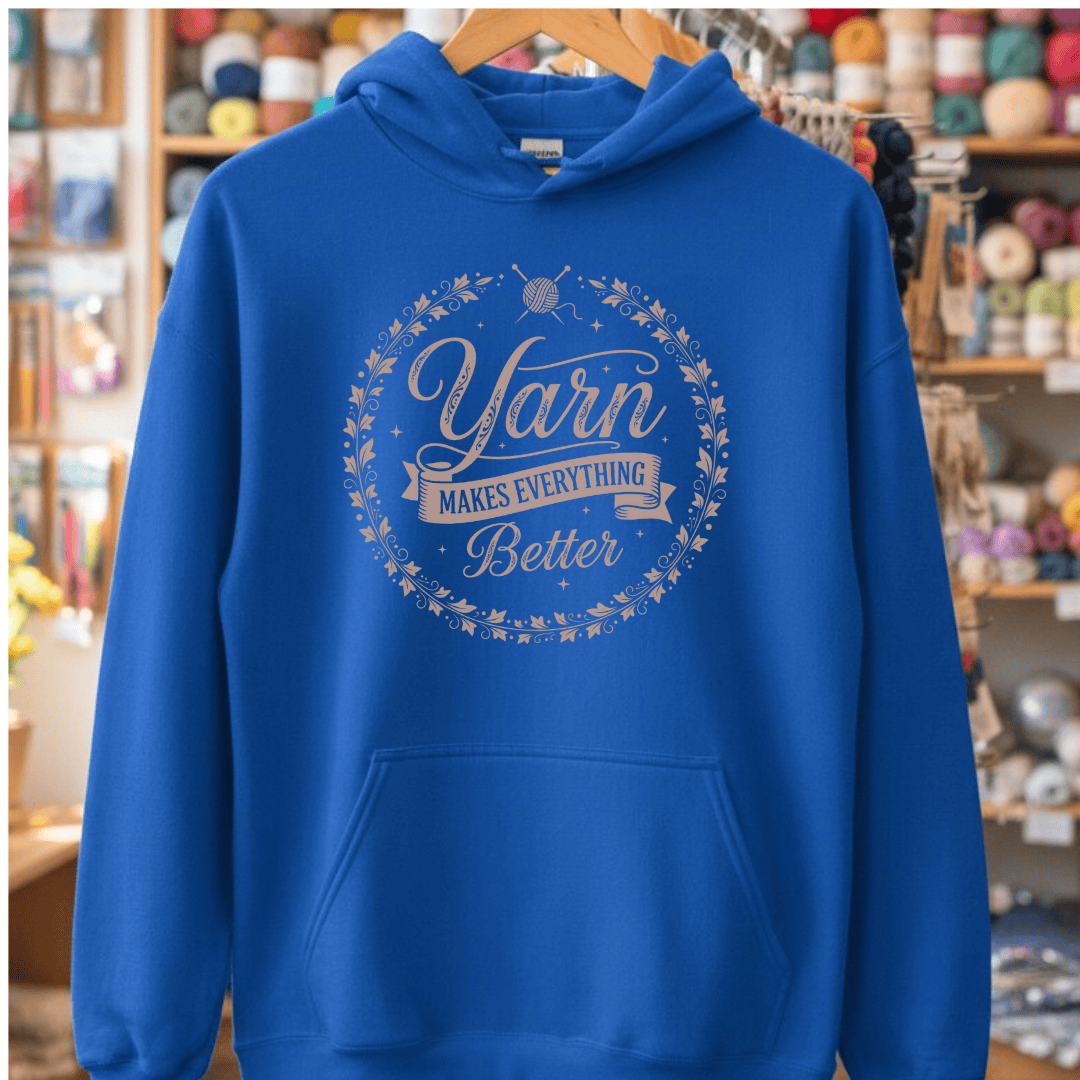 Yarn Makes Everything Better Hoodie Royal / S