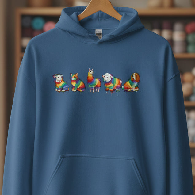 Animal Dye Splash Line Up Hoodie Indigo Blue / S