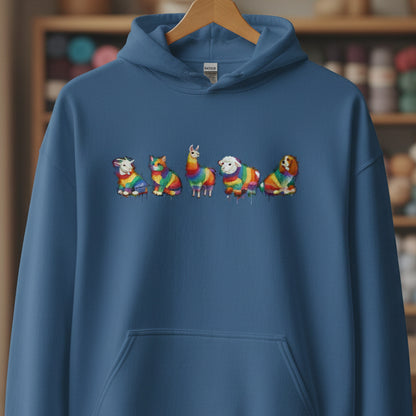 Animal Dye Splash Line Up Hoodie Indigo Blue / S