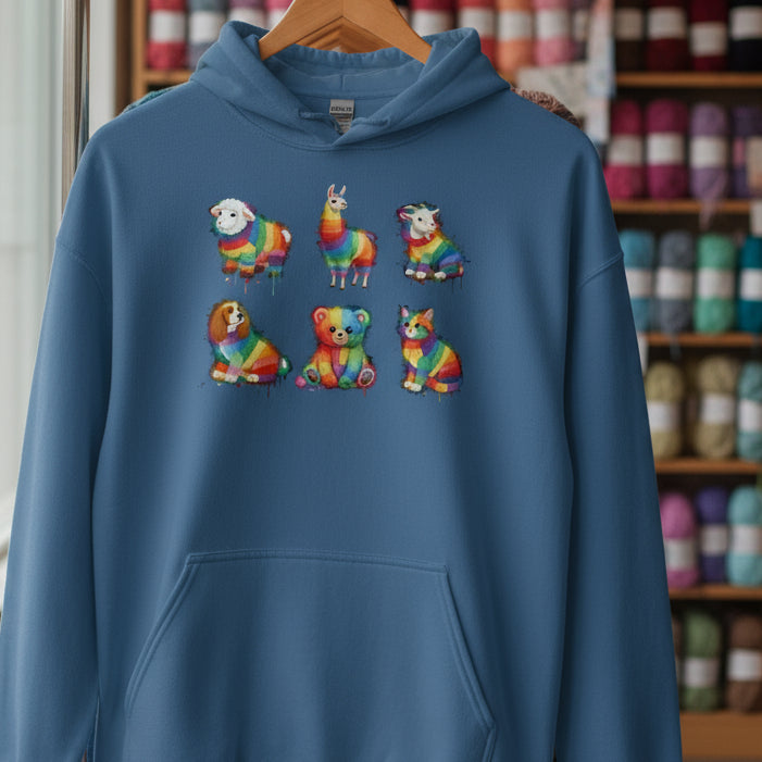 Animal Dye Splash Square Hoodie Indigo Blue / S