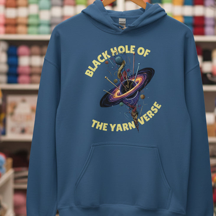 Black Hole of the Yarniverse Hoodie Indigo Blue / S