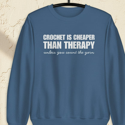 Crochet is Cheaper Sweatshirt Indigo Blue / S