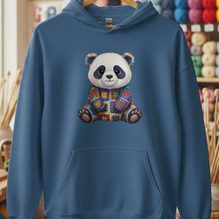 Crochet Panda Hoodie Indigo Blue / S