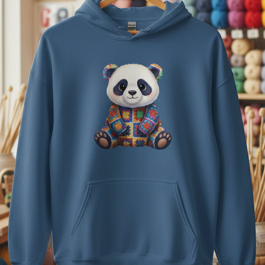 Crochet Panda Hoodie Indigo Blue / S