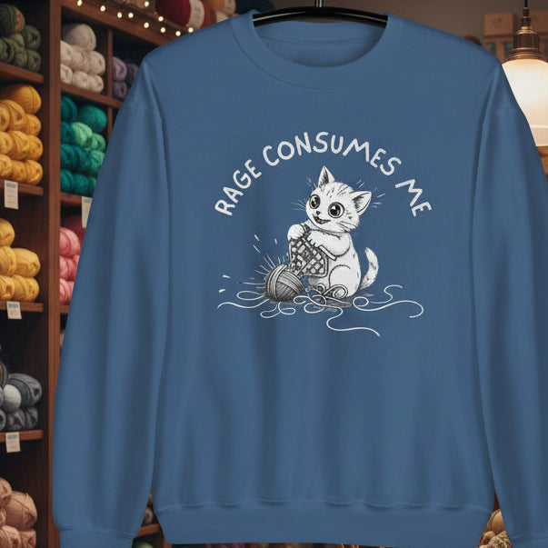 Crochet Rage Consumes Me Sweatshirt Indigo Blue / S