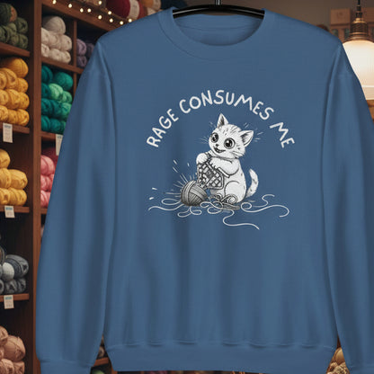 Crochet Rage Consumes Me Sweatshirt Indigo Blue / S