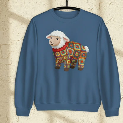 Crochet Sheep Sweatshirt Indigo Blue / S