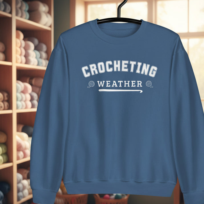 Crocheting Weather Sweatshirt Indigo Blue / S