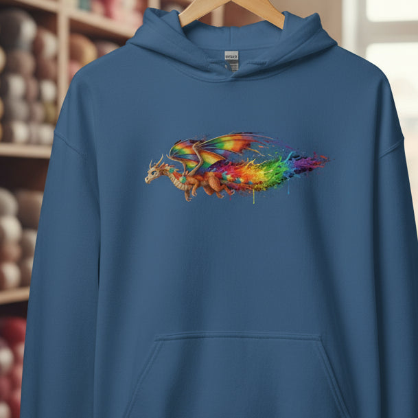 Dragon Flight Dye Splash Hoodie Indigo Blue / S