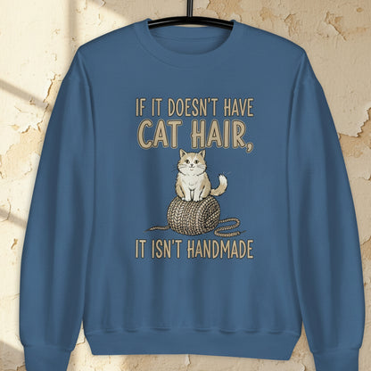 Handmade = Cat Hair Sweatshirt Indigo Blue / S