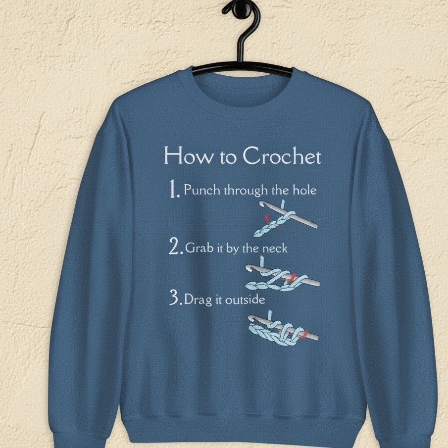 How to Crochet Sweatshirt Indigo Blue / S
