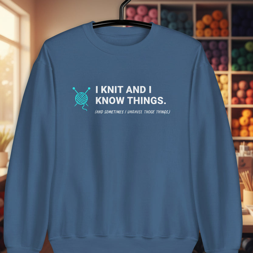 I Knit & Know Things Sweatshirt Indigo Blue / S