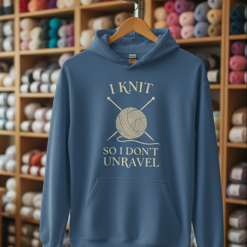 I knit so I don't unravel Hoodie Indigo Blue / S