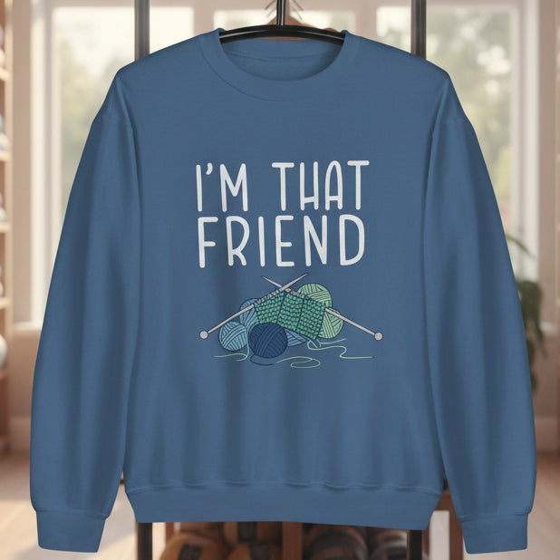 I'm That Knitting Friend Sweatshirt Indigo Blue / S