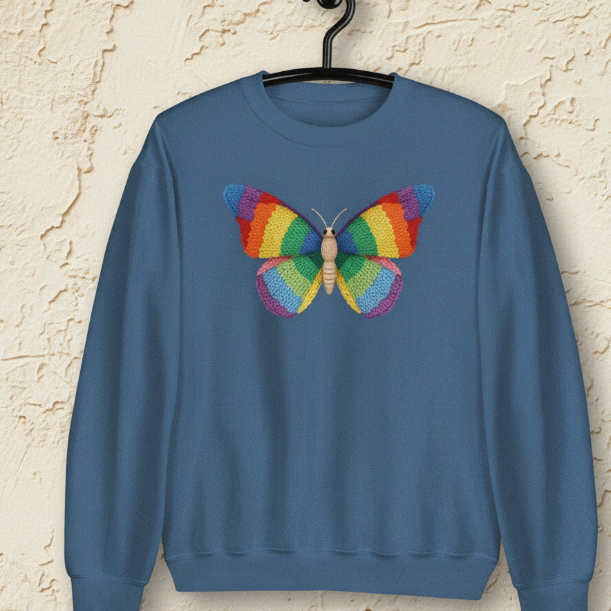 Knitted Butterfly Sweatshirt Indigo Blue / S
