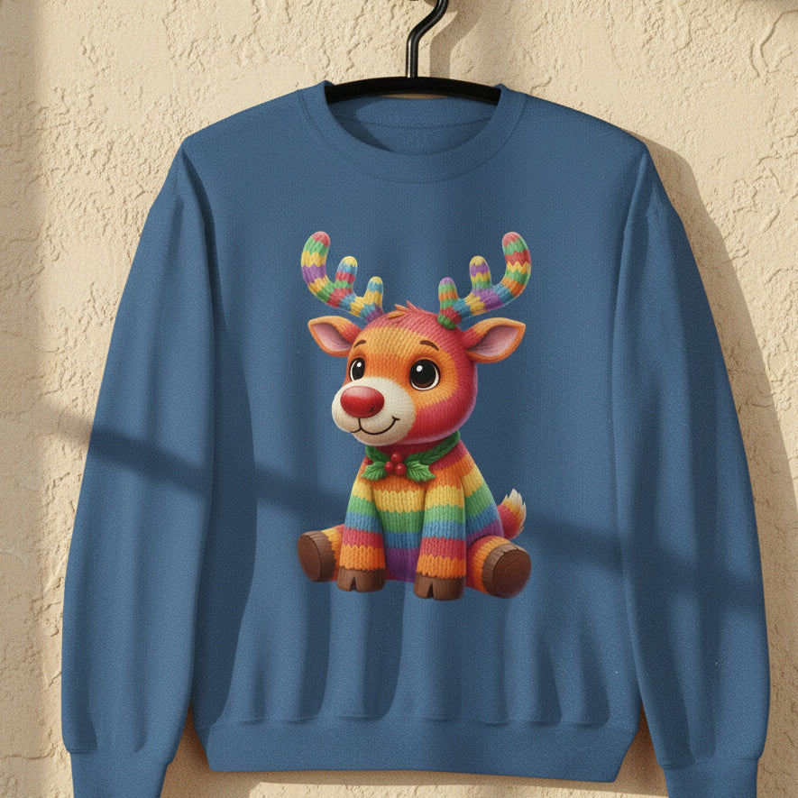 Knitted Rendeer Sweatshirt Indigo Blue / S