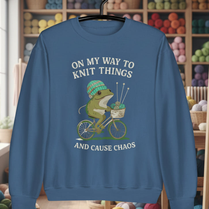 Knitting & Chaos Sweatshirt Indigo Blue / S